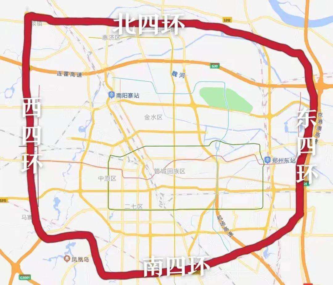 郑州四环以内地图图片